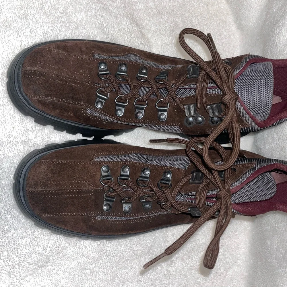 PRADA Suede & Nylon Lace Up Hiking Boots Brown EU 38 1/2 US Size 8 New - Picture 11 of 14
